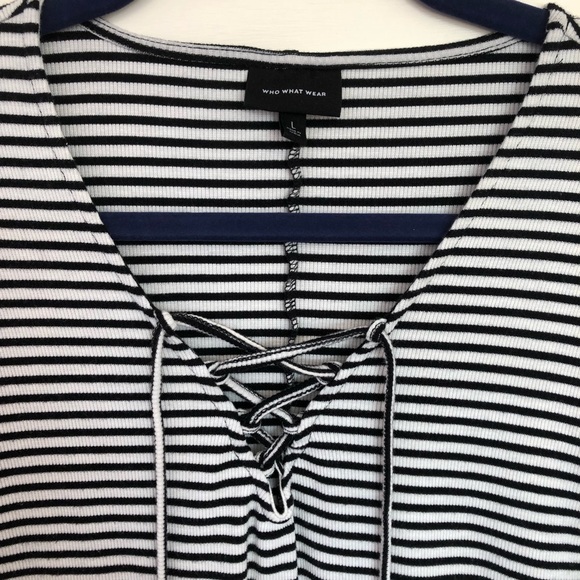 Who What Wear Tops | Black & White Bodysuit - Picture 3 of 5